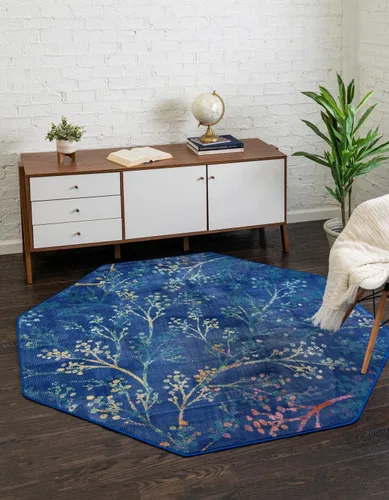 Vista 17 de Unique Loom Blossom Collection - Alfombra de área Yoshino (2' x 3' 1", rectangular, azul/verde)