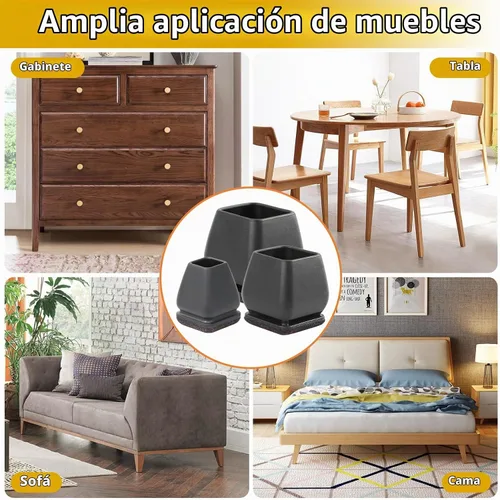 Vista 5 de Ezprotekt 24 protectores cuadrados de silicona para patas de silla para Negro