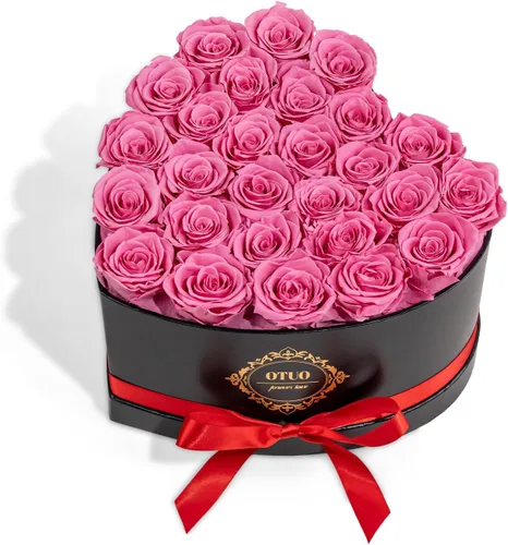 Vista 9 de 16 rosas preservadas en caja en forma de corazón, flores para entrega Prime que duran hasta 2 años, flores reales eternas para esposa, novia, madre