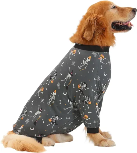 Vista 13 de HDE Pijama de una pieza para perro, ligero, para perros M-3XL, estrellas fantasmales, talla S
