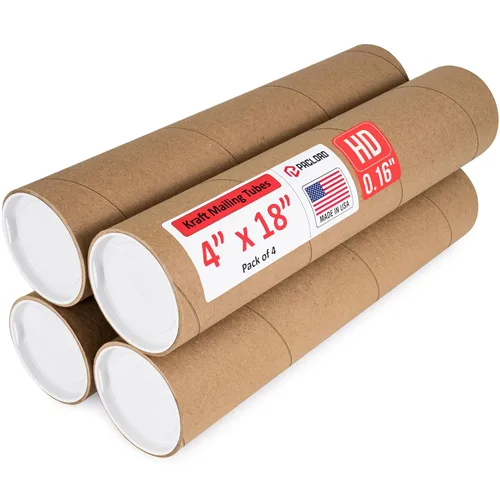 Vista 14 de Tubo de cartón reforzado de 2 x 18 pulgadas, paquete de 4 tubos con 8 tapas, seguro aprobado por USPS, ideal para envío y almacenamiento