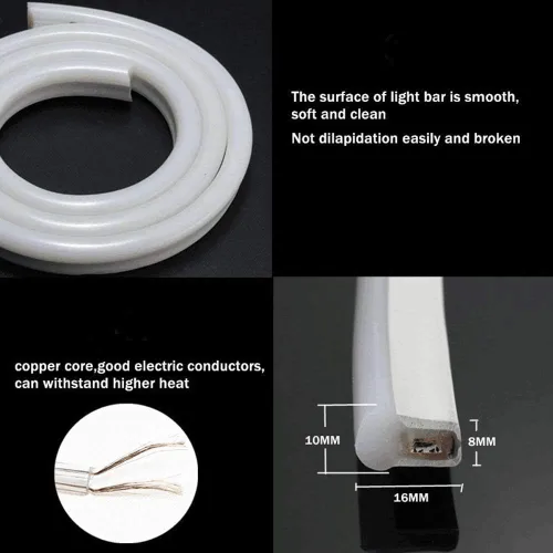 Vista 2 de US Stock - Cuerda de luz LED flexible de neón de 110 V y 150 pies, para fiestas, decoración del hogar, jardín, interior/exterior, tubo suave, tiras
