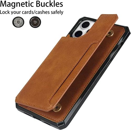 Vista 4 de Cavor Funda para iPhone 11 Pro con tarjetero, funda tipo cartera con tarjetero y tarjetero para iPhone 11Pro, funda de piel sintética con ranuras