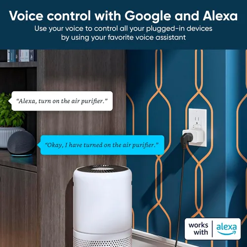 Vista 5 de Wyze Plug, enchufe inteligente WiFi de 2.4GHz, funciona con Alexa, Google Assistant, IFTTT, no requiere concentrador, paquete de dos, blanco