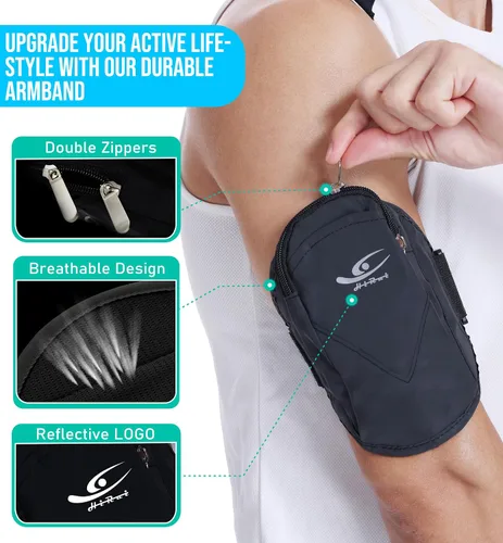Vista 4 de HiRui Soporte universal cómodo para teléfono, pulsera ajustable para ejercicio, compatible con iPhone 17/16/15/14/Plus/Pro Samsung Galaxy todos