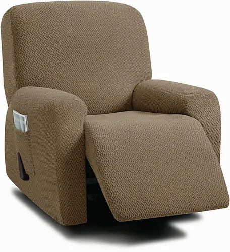 Vista 7 de ULTICOR Fundas jacquard para sofá reclinable de 8 piezas, fundas elásticas para sofá reclinable de 3 cojines, gruesas, suaves y lavables (estilo 3)