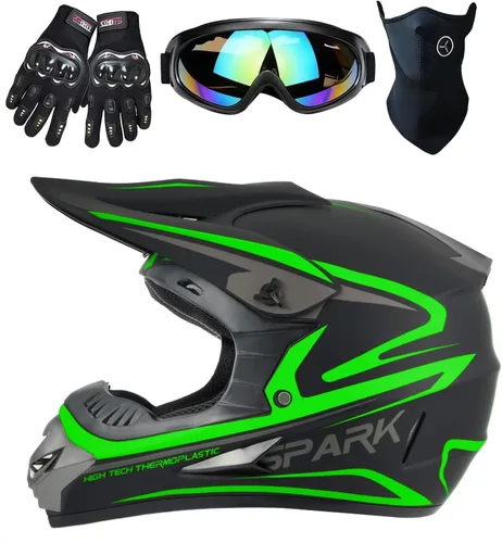 Vista 10 de Casco para niños y jóvenes para bicicleta de tierra, motocross, todoterreno, motocicleta, ATV, UTV, bicicleta de calle, Combo de guantes, gafas