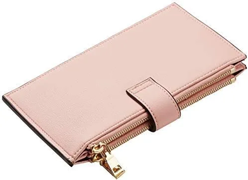 Vista 5 de Travelambo Billetera plegable con bloqueo RFID para mujer, con bolsillo con cremallera