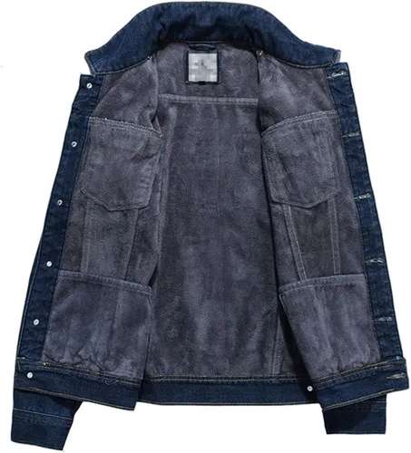 Vista 3 de DBM Slim Plus - Chaqueta de mezclilla de algodón con múltiples bolsillos para hombre