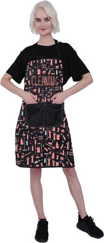 Vista 7 de FUSTMW Delantal con bolsillos, regalo de limpieza de casa, talla única, multicolor, moda, mujer (uso profesional y doméstico)