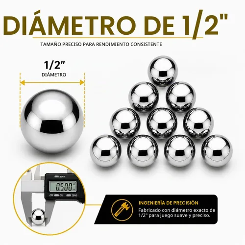 Vista 3 de 10 bolas de acero de repuesto para juego Bullseye - BC Precision