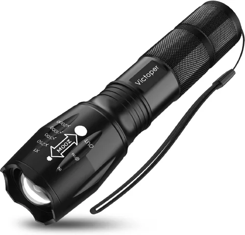 Vista 9 de Victoper Linternas LED Rojas, linterna táctica recargable de alto poder y alto lúmen súper brillante, 5 modos, con zoom, impermeable, luces de flash