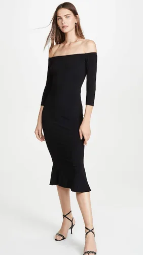 Vista 2 de Norma Kamali Vestido hasta la rodilla con hombros descubiertos para mujer