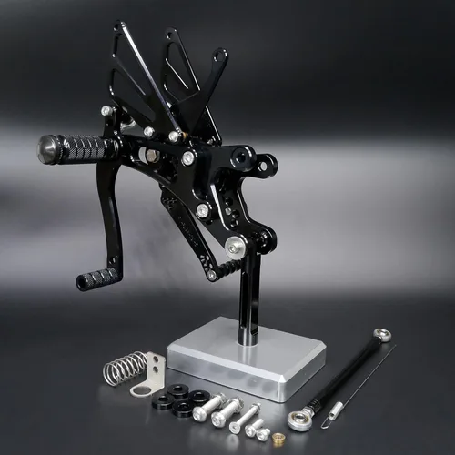 Vista 6 de Reposapiés de motocicleta ajustable de aluminio para Yamaha YZF R6 1999 2000 2001 2002 (negro)