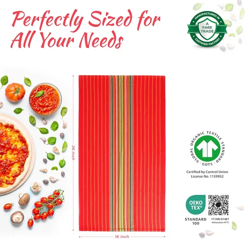 Vista 3 de THREAD SPREAD - Toallas de cocina 100% algodón, toallas de salsa, juego de 4 (16x28 pulgadas), paño de cocina multiusos para secar, restaurante