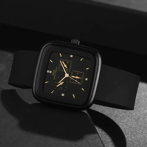 Vista 4 de IBSO BOERNI AIBISINO Relojes de cuarzo para mujer, esfera cuadrada, relojes casuales de silicona con correa de moda para niñas