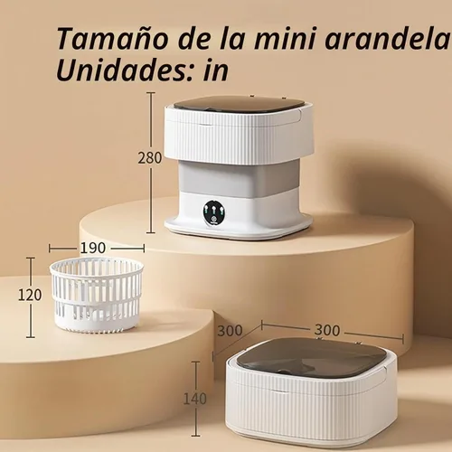 Vista 9 de Lavadora portátil de 10 litros con secadora giratoria plegable para ropa de bebé, ropa interior compacta, viajes, caravana, camping, dormitorio, Gris