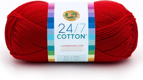Vista 30 de Lion Brand Yarn - Hilo ligero 24/7 de algodón para tejer, hacer ganchillo y manualidades, Ámbar, paquete de 1 Light Worsted 100% Mercerized Cotton