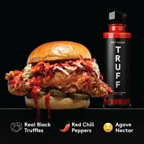 Vista 5 de TRUFF - Salsa picante gourmet con chiles maduros, trufa negra, néctar de agave orgánico, una experiencia de sabor ultra única en una botella de 6