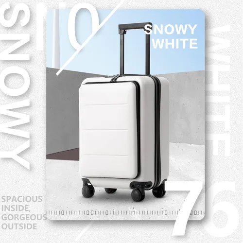 Vista 2 de COOLIFE Juego de maletas de equipaje de mano ABS PC Spinner Trolley con compartimento de bolsillo Bolsa de fin de semana Blanco Classic