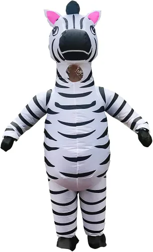 Vista 6 de RHYTHMARTS Disfraz inflable de cebra disfraz de Navidad para adultos
