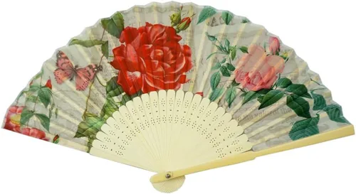 Vista 17 de Gasa transparente de los ventiladores de la mano del ventilador de la mano plegable con la tela hermosa para el regalo de la boda