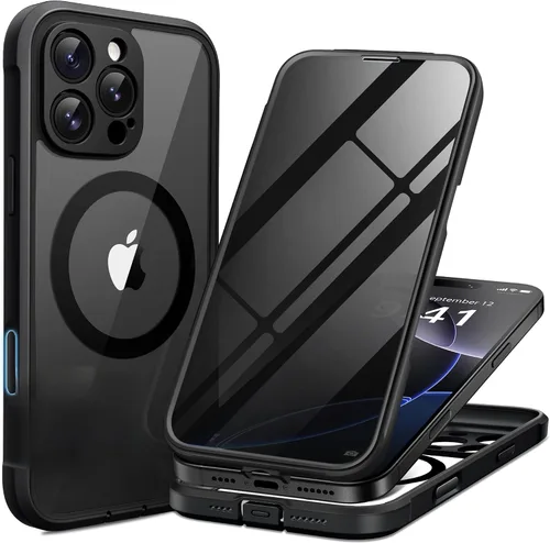 Vista 115 de BERFY Funda para iPhone 12 Pro Max, compatible con MagSafe, protector de pantalla de privacidad integrado y protección de cámara, antiespía