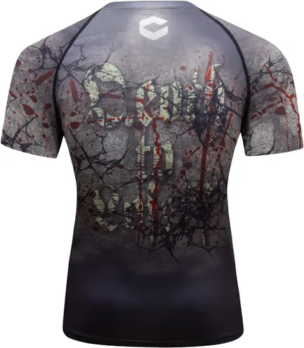 Vista 3 de Camiseta deportiva de compresión con gráficos 3D para hombre, camiseta deportiva de manga corta, cuello redondo, camiseta deportiva sin mangas
