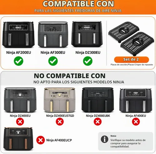 Vista 3 de GXF Sartén para freidora de aire para freidora de aire Ninja, 2 paquetes de repuesto para freidora de aire, placa de parrilla accesorios