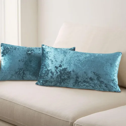 Vista 15 de Home Soft Things Funda de almohada decorativa de terciopelo triturado, 4 piezas, aguacate, 20 x 20 pulgadas, funda cuadrada de acento suave