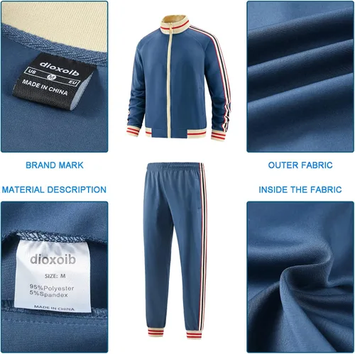 Vista 5 de dioxoib Men Track Suits Sets Long Sleeve Full-zip Sweatsuit Active Jackets and Pants 2 Piece Outfits