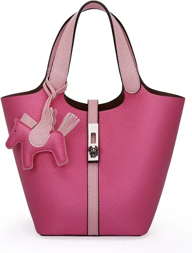 Vista 55 de Bolso de mano para mujer, de piel vegana, bolso de mano con asa superior, bolso de hombro con bolso pequeño desmontable
