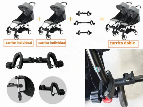 Vista 3 de Conector de cochecito doble para bebé se adapta a cochecitos de paraguas Babyzen YOYO Yoya, etc. Convierte dos cochecitos individuales en un