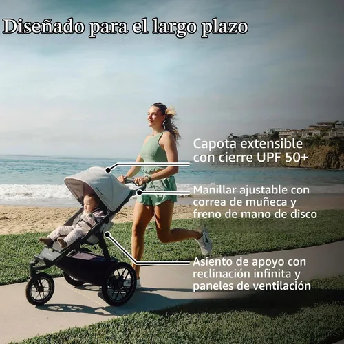 Vista 4 de UPPAbaby Ridge V2 Jogging Stroller - Suspensión todo terreno - Evelyn Evelyn (verde prado)