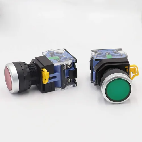Vista 2 de TWTADE / 2pcs 0.866 in Montaje en panel 10A 440V 1NO 1NC DPST Rojo Verde Interruptor de botón momentáneo Interruptores pulsadores