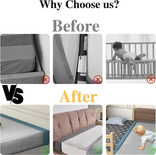 Vista 6 de Relleno de espacio para cama de 39 x 2 x 6 pulgadas, relleno extensor de colchón para espacio de cabecero, cojín de cabecero de grietas para espacio