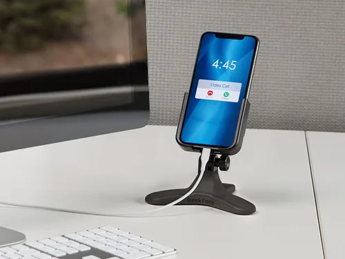 Vista 6 de WeatherTech DeskFone - Soporte universal para teléfono celular de escritorio (perillas metálicas negras)