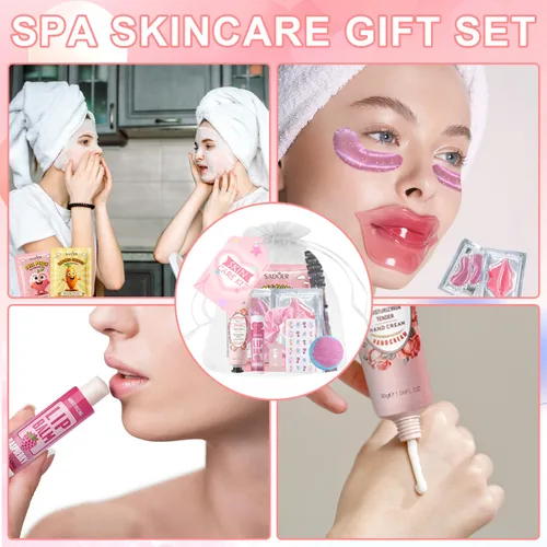 Vista 5 de 144 piezas de suministros de fiesta de spa para niñas y mujeres, los recuerdos incluyen máscaras faciales, cuidado de la piel, crema de manos