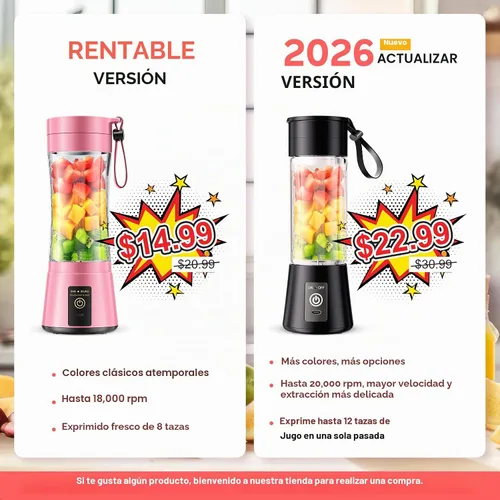 Vista 6 de Mini Personal Size Portable Blender - 375ml Small Blender Make Smoothies Blush