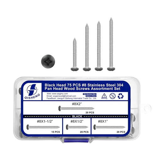 Vista 16 de QISHENG Black Head 100 PCS #4x1/4(0.25 pulgadas) Tornillos Phillips para Madera de Cabeza Redonda de Acero Inoxidable, Tornillo de Acero Inoxidable