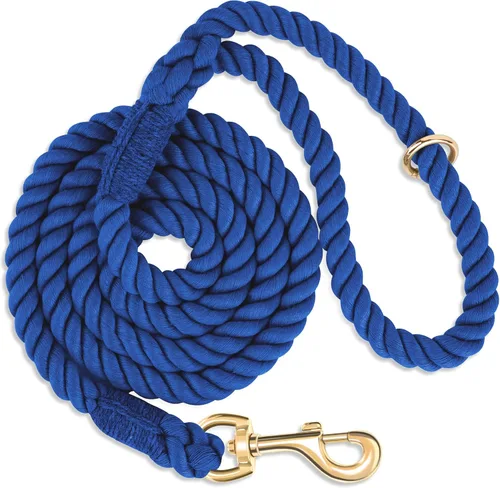 Vista 14 de Correa para perro de 5 pies hecha a mano de cuerda de algodón trenzada para perros pequeños, medianos y grandes, cierre de metal dorado resistente