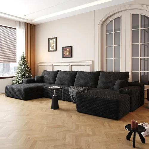 Vista 31 de Sofás seccionales de 105" para sala de estar, sofá cloud con forma de L tapizado, sofás modulares sin estructura rígida, sofá seccional moderno