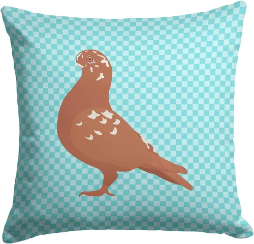 Vista 127 de Caroline's Treasures BB8163PW1414 Beltsville - Almohada decorativa de tela a cuadros pequeños, color blanco, pavo y gallina azul, lavable a máquina
