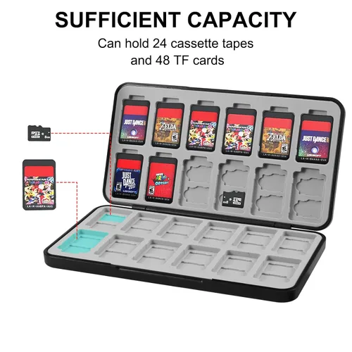 Vista 2 de for Switch Game Card Case for Nintendo SwitchLiteOLED, with 48 Micro SD Card Slots & 24 Game Card Slots, Cartoon Portable Game Card Holder Cartridge