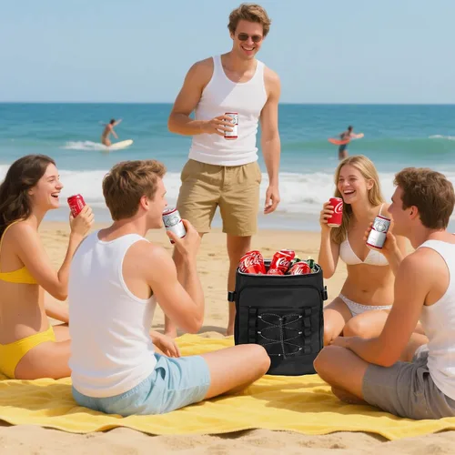 Vista 7 de MIYCOO Mochila enfriadora – 40 latas con aislamiento para hombres y mujeres, portátil con 2 compartimentos a prueba de fugas, bolsa enfriadora