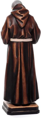 Vista 6 de Holyart Estatua de madera pintada de San Padre Pío de Pietralcina, 4.7 in