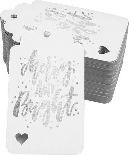 Vista 11 de Etiquetas colgantes con texto en inglés "Merry and Bright" (50 unidades)