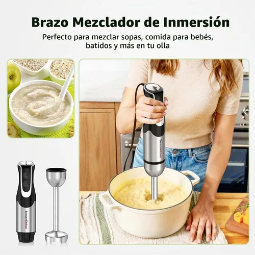 Vista 5 de Bonsenkitchen Licuadora de inmersión con procesador de alimentos, 12 Negro