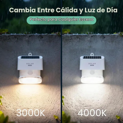 Vista 4 de Luz solar de la pared al aire libre, 3000K 4000K luces solares