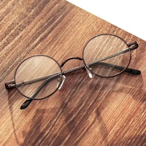 Vista 6 de Pro Acme Lentes transparentes sin receta con marco metálico redondo pequeño retro